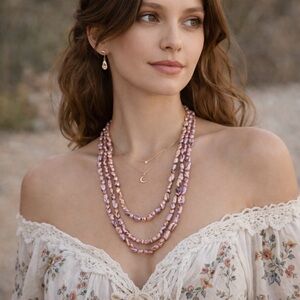 Vintage Baroque Keshi Pink Pearl Boho Necklace